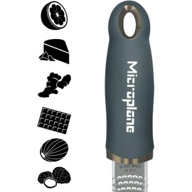 Microplane - Rallador de zester premium en gris oscuro Herramienta de zester de limón, rallador de queso duro y verduras Para cítricos, queso parmesano, ajo, jengibre, nuez moscada Hoja fina de