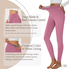 ALASTONE Women's High Waisted Yoga Pants - Tummy Control, Butt Lift, Gym & Casual Work Leggings (Pink XL)