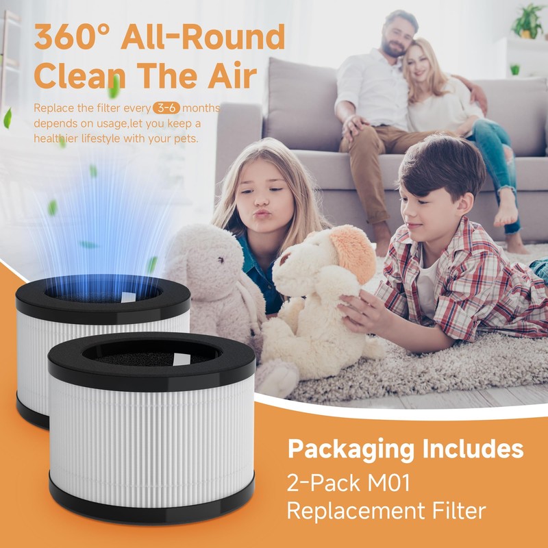 M01 Air Filters Compatible with MOOKA M01 Air-Purifiers, 3-in-1 Pre-Filter、H13