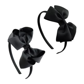 GSHLLO 2 Pcs Big Ribbon Bow Headbands Cute Bowknot Hairbands Kawaii Head Bands Party Favors Hair Band Hoops Costume Decoration Headpiece for Little Toddler Girls Black