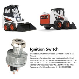 Engine Ignition Switch, Ignition Switch Lock with 2 Keys, Ignition Starter Switch, Fit for Bobcat Skid Steer Loaders 440 443 Excavator 310 313