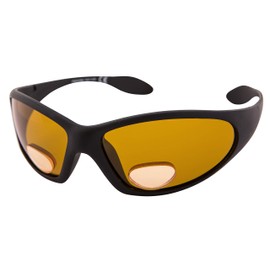 Remaldi polarised fishing glasses UV400 Bifocal wrap around Strength +2.50 Angling Eyes - Black Frame Amber Lens Category 2