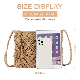 SUKUTU Women’s Handwoven Crossbody Purse Summer Beach Straw Messenger Bag Woven Cotton Handmade Shoulder Handbag