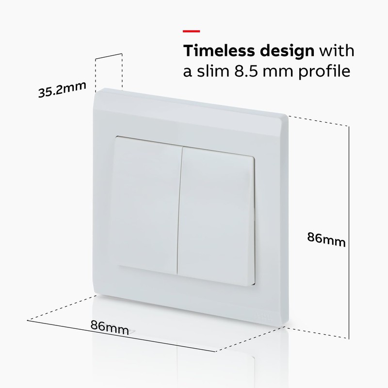 ABB Inora 2 Gang Light Switch • 2 Way Premium