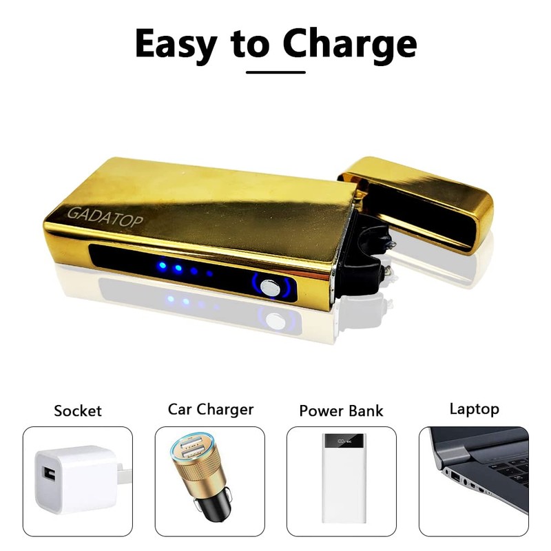 GADATOP Arc Plasma Flame Lighter USB Rechargeable Windproof Electric Lighter