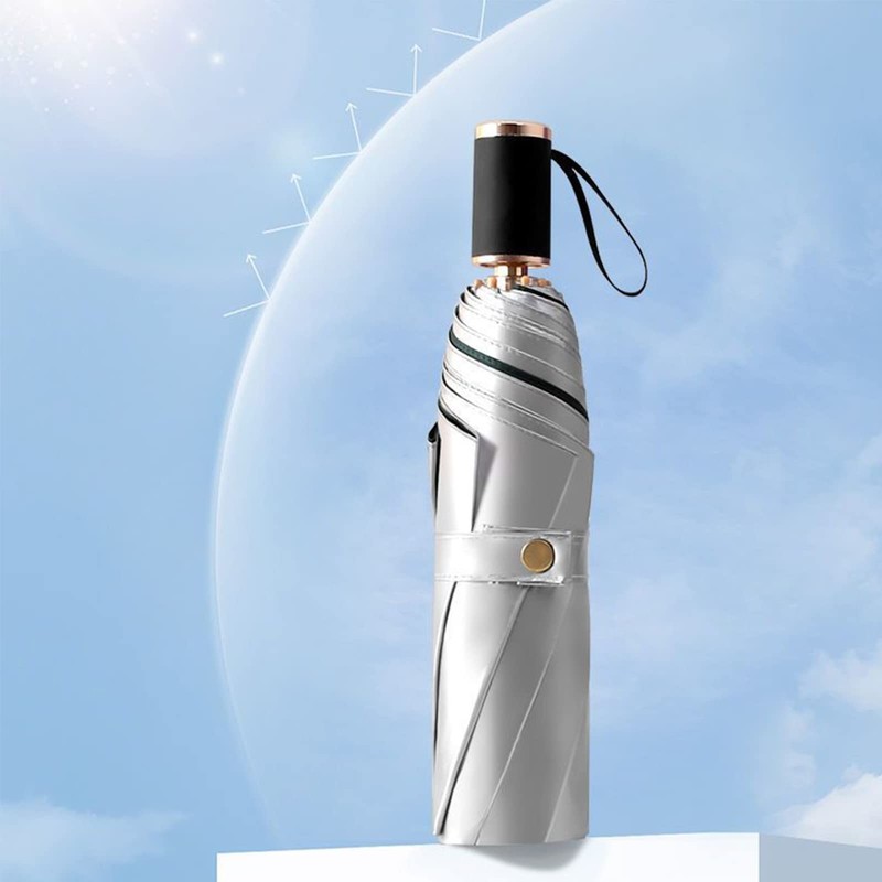 Meichoon UPF 50+ UV Protection Travel Reverse Umbrella Reflective Silver