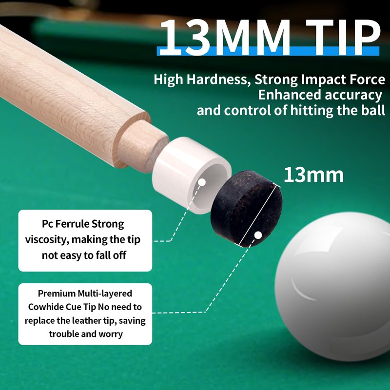 Kmise Pool Cue Stick - 58 Inch Pool Cues, 19Oz