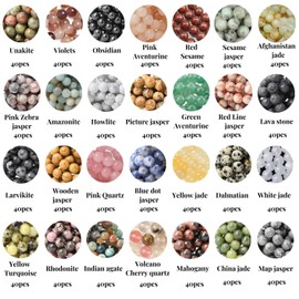 GorgGorho 1120pcs Crystal Beads for Jewelry Making Bulk,Natural Stone Beads Charm Gemstone DIY for Friendship Bracelet Making Kit Supplies(6mm,28 Color A)