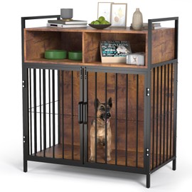aboxoo Dogs Crate 32/40 Inches Furniture Style Dog Crate for Medium Small Dog,Indoor Dog Kennels,Wood Dog Cage Table with Drawers Storage(Rustic Brown)