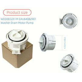 EAU64082901 WDD0032X1M Washer Drain Motor Pump Fit for LG Washing Machine, compatible with WKEX200HBA WM3400CW,1811568,AH2577722,EA257772,EAU64082901,EAU64082902,EAU63743803,EAU63743805, BLDC 26V