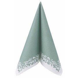 50 Serviettes Fabric-Like – Romantic; Colour: Eucalyptus Green, Size: 40 x 40 cm