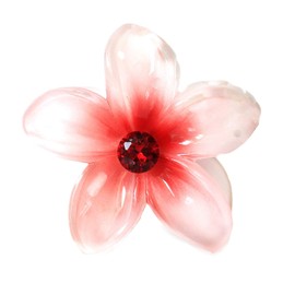 Hawaii Luau Party Dance Performance Plastic Pastel Plumeria Flower with Center Stone hair claw clips in Red