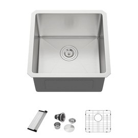 Dcolora 17 Inch Wet Bar Sink Undermount Spuare 16 Gauge Stainless Steel Small Kitchen Prep Sink Single Bowl,17’x17", DC-T7719