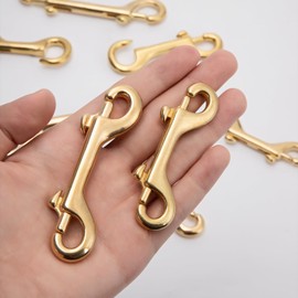 WUTA Brass Double End Snap Hook Clip Handmade Bag Hook Keychains Hook for Leather Craft Accessories Diving Pet Luggage Outdoor Mountaineering Tactical Equipment