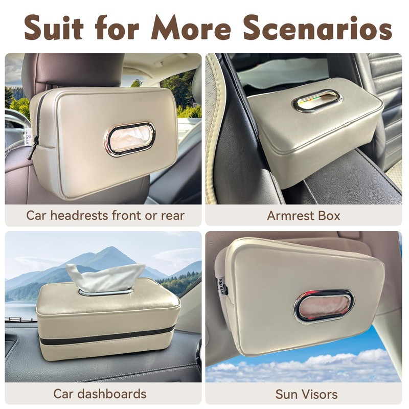Noaman Upgraded Large Car Tissue Holder Premium PU Leather Tissues
