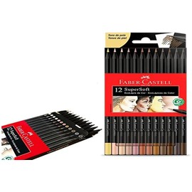 Faber-Castell Colores Supersoft Black Edition Tonos Piel con 12 Diferentes Colores, cuenta con una mina supersuave y con una pigmentación fuerte resaltando tonos intensos sobre cualquier tipo de papel