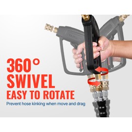 YAMATIC Pressure Washer Gun and Hose Kit, 25 FT Kink Resistant Power Washer Hose and Wand, 3/8" Swivel Quick Connector & M22-14mm Fitting Replacement for Ryobi, Simpson, Craftsman