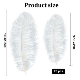 Lamar Feather 20 Pcs White Ostrich Feathers Bulk 10-12inch for Wedding Centerpieces, DIY Crafts, Dream Catchers, Party Decor, Floral Arrangement, Bohemian Home Decor