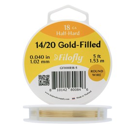 Filofly, 18 Gauge, 14/20 Yellow Gold-Filled Wire, Half Hard, Round, (5 FT)