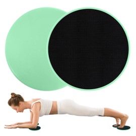 2Pack Gliding Discs, Dual Sided Core Sliders Core Sliding Discs Exercise Slider Ultimate Core Trainer Gym Home Abdominal Total Body Workout Gliders Gym Use on Carpet Hard Floor for Women Men (Green)