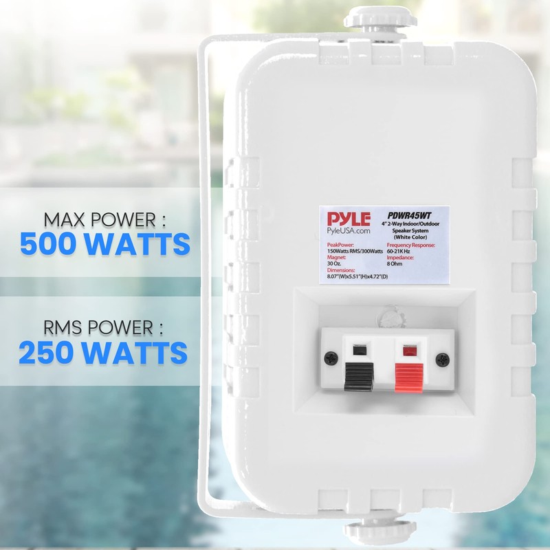 PyleUsa Indoor Outdoor Speakers Pair - 300 Watt Dual Waterproof
