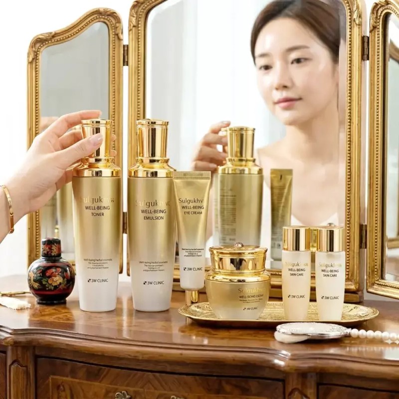Seolgyeohwa 수분보습 3W클리닉 설국화 웰빙 한방 스킨 로션 화장품 4종