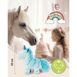 NICI Cuddly Toy Unicorn Aquario 32 cm - Sea Unicorn Cuddly Toy with Large Button Eyes, Unicorn Plush Toy for Cuddly Animal Lovers, Stuffed Toy - 49710