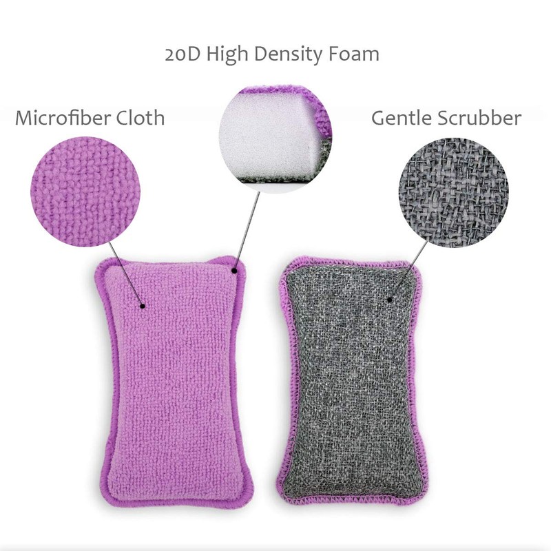 UPSTAR Dish Sponges Kitchen, Microfiber Cleaning Scrubber for Dishwashing, Sink,