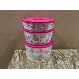 New Tupperware UNIQUE Butterfly & Flowers Theme Ilumina StacknStore Set 3 Bowls