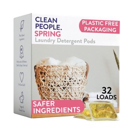 The Clean People Laundry Detergent Pods - Hypoallergenic Laundry Pods - Ultra Concentrated, Recyclable Packaging, Stain Fighting - Spring Scent, 32 Pack