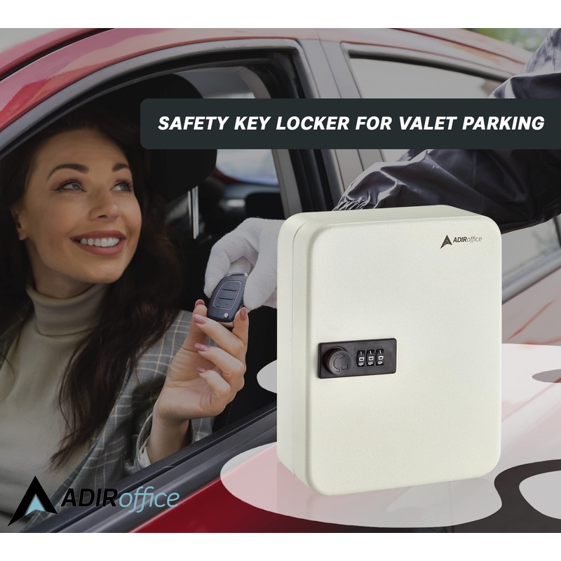 AdirOffice Steel Combination Lock Keys Cabinet Security Storage Box Organizer