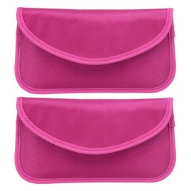 PATIKIL Faraday Bags, 2 Pack 6.5 Inch Signal Blocking Key Pouch Anti-Theft Car Protection Cell Phone RFID GPS Shielding Wallet for Privacy Card Protection, Rose Red
