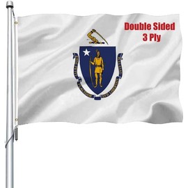 REIDFERR Massachusetts Flag 3x5 Outdoor Double Sided - Heavy Duty Polyester Massachusetts MA State Flags Long Lasting with 2 Brass Grommets 3 X 5 Ft