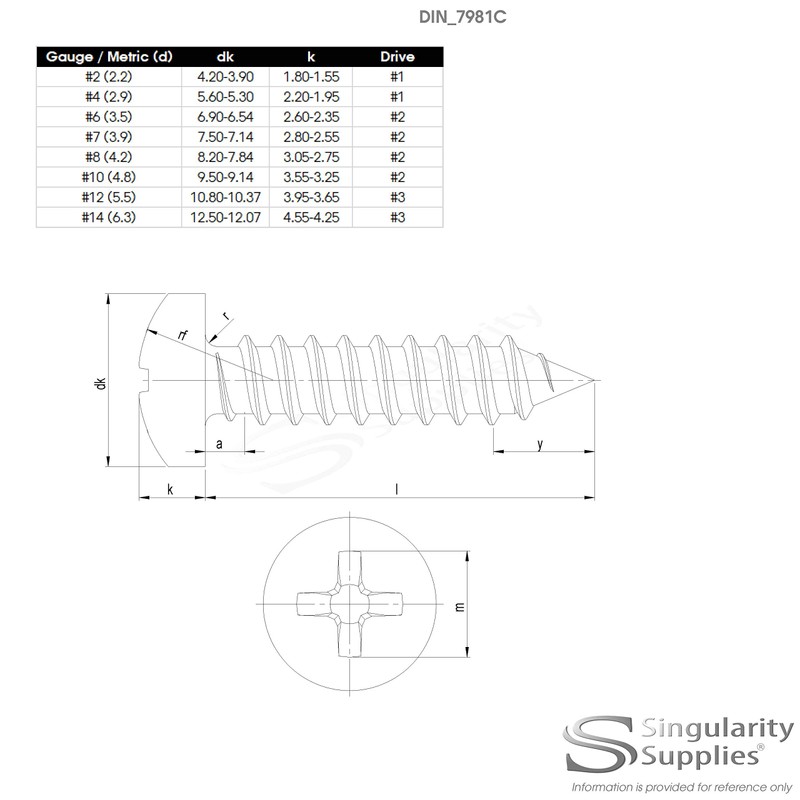 No.10 x 2.5 (4.8mm x 60mm) Pozi Pan Self-Tapping Screw