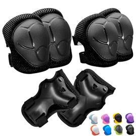 Inkidio Knee Pads for Kids Unicorn Protective Gear Set Knee Pads and Elbow Pads Set with Wrist Guard for Girls Boys Roller Skates Inline Skatings Scooter Cycling Bike Skateboard (Small, Black)