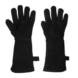 ENPOINT Bite Proof Thickened Leather Puncture Proof Gloves for Animal Handling, Gardening, 15.7 inch Black Falconry Gloves