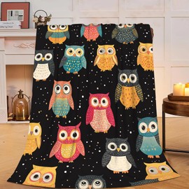 Funny Owl Blanket Cute Owl Fleece Throw Blanket Fuzzy Plush Super Soft Cozy Warm Toddler Owl Decor Stuffed Animal Bedding Blanket Gifts for Boys Girls Kids Adult Men Women 40"x50"