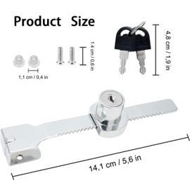 Rack Lock Display Cabinet Lock Terrarium Lock with Key Lower with Fixing Screw Ratchet Lock Glass Door Lock Pack of 4