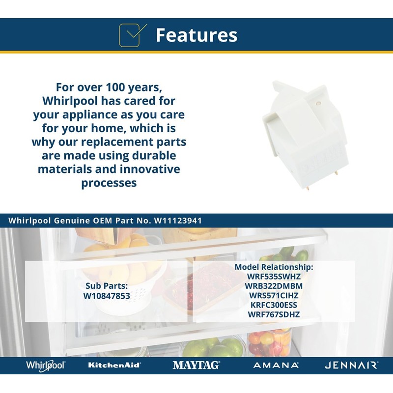 Whirlpool W11123941 OEM Refrigerator Door Switch