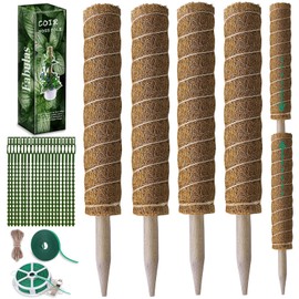 Fabulas Moss Pole 47.5 Inch - Monstera Plant Support, 4 Packs 16 Inch Plant Stakes for Indoor Plants Coco Coir Moss Pole Sticks for Climbing Potted Live Plants, Pothos, Philodendron, with Garden Ties
