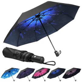 Aolso Travel Umbrella, Windproof Automatic Umbrella, 8 Ribs Compact Travel Folding Umbrella, Auto Open/Close, Portable Umbrella for Men&Women