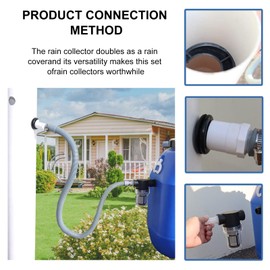 Longzhuo Rain Collector Water Butt Connection Set, PVC Downpipe Rainwater Collector with 100 cm Flex Hose and 25 mm Hole Opener and Filter, Water Butt Connection Set for Roofs up to 80 m²