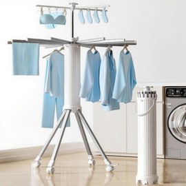 Oblivo Clothes Drying Rack Foldable Outdoor Indoor,Drying Rack Clothing Collapsible,Folding Drying Dack Clothing,2 Tier Aluminum Foldable Laundry Drying Rack,24 Hooks 16 Hanging Bars