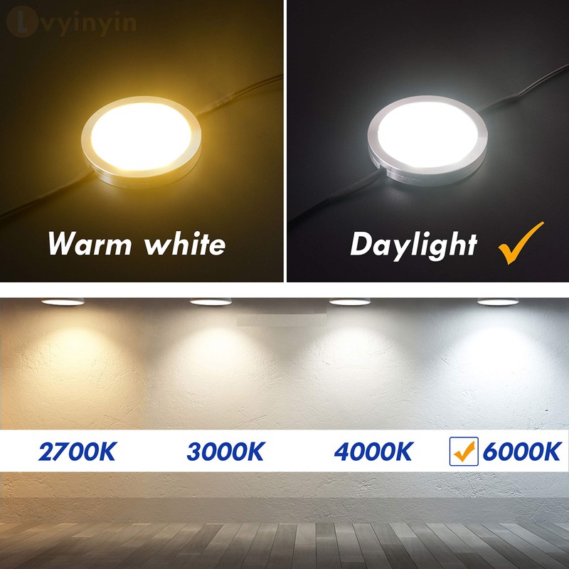 Lvyinyin Under Cabinet Lighting Dimmable LED Puck Lights, Above or