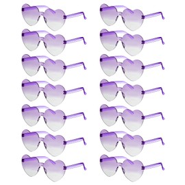 PATIKIL Heart Shaped Sunglasses, for Beach Party Colorful Rainbow Sunglasses Bachelorette Party Glasses Women Men Transparent Funny Graduation, Gradient Purple