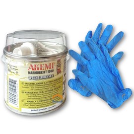 Hauswerk.shop Akemi Marmorkitt 1000 S Jurahell Set 150 ml Plus Disposable Gloves