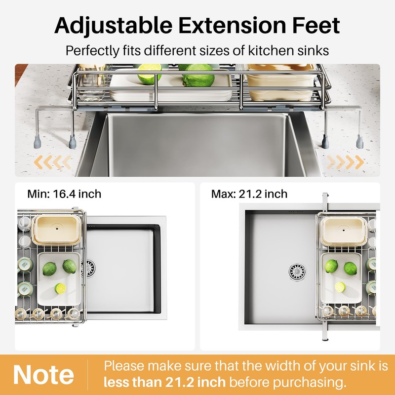 SNTD Dish Drying Rack - Extendable Dish Rack, Large Sink