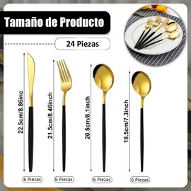Juego de Cubiertos de 24 Piezas, Cubiertos de Acero Inoxidable para 6 Personas Incluye Cuchillos, Tenedores y Cucharas, Set de Cubiertos para Cocina, Restaurante,Aptas para Lavavajillas(Rosa)