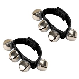 Boguish Jingle Bells, Wrist Bells, Percussion Instruments Musical Rhythm Band with 4 Silver Bells for Party Christmas 2pcs