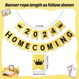 TaoBary Homecoming 2024 Banner Homecoming Decorations Banner Black Gold Homecoming Banner for School Dance Party 2024 Welcome Back to School Supplies